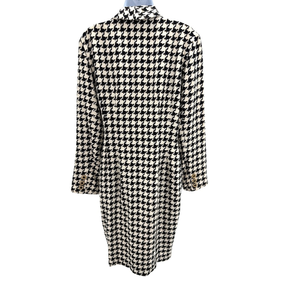 Vtg Geary Roark Kamisato Houndstooth Dress Coat Jacket Metallic Gold Button 10 - Picture 4 of 7